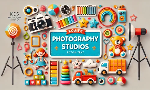 DALL·E 2025-01-22 23.07.56 - A rectangular image showcasing children's photography studios, featuring playful elements like cameras, toys, and colorful props. The design should be